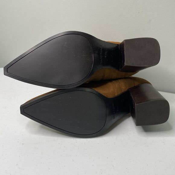 Marc Fisher Maree Western Pointed Toe Suede Bootie Pull-On High Block Heel - Picture 7 of 14